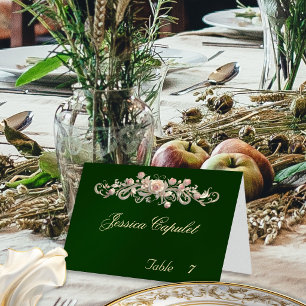 Numéro De Table Rose défilée et monogramme de cœur - Carton d'indi