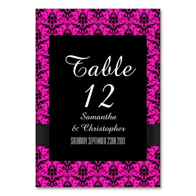 Numéro De Table Rose et noir damassé (Par défaut)