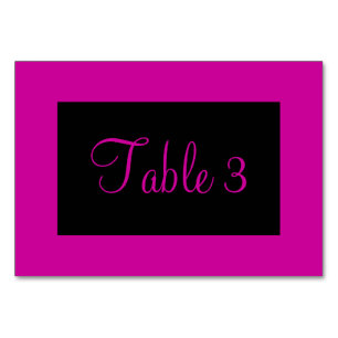Numéro De Table Rose et Noir Numéroté