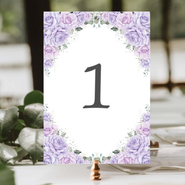 Numéro De Table Rose Fleur de Lilas Violet Fête d'anniversaire Dou (Créateur téléchargé)
