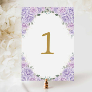 Numéro De Table Rose Fleurie de Lilas Violet pour Mariage Douce 16