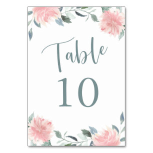 Numéro De Table Rose floral et Turquoise Numéro de tableau
