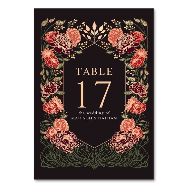 Numéro De Table Rose Gold Black Red Enchanted Garden Wedding (Par défaut)