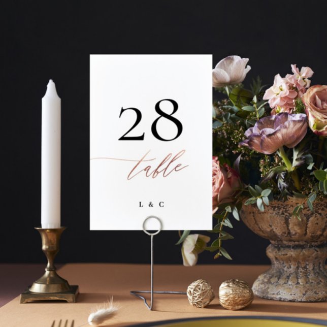 Numéro De Table Rose Gold Calligraphie Mariage moderne (Créateur téléchargé)