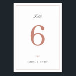 Numéro De Table Rose Gold Classic Élégance Script Mariage simple<br><div class="desc">Cette élégante carte de table de mariage propose un script classique avec cadre fin en or rose mauve rose et noir poussiéreux,  simple et élégant,  idéal pour mariage classique,  mariage vintage,  mariage formel et autres événements de célébration. Voir toutes les pièces correspondantes de la collection</div>