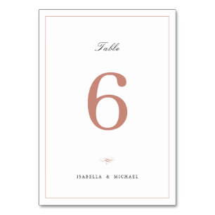 Numéro De Table Rose Gold Classic Élégance Script Mariage simple