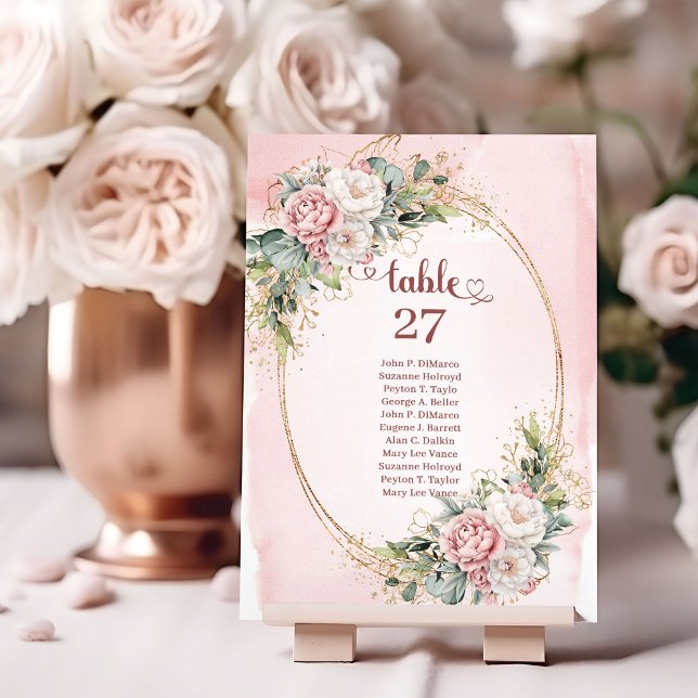 Numéro De Table Rose Gold Eucalyptus Wedding Table Number Sign (Rose Gold Eucalyptus Wedding Table Number Sign)