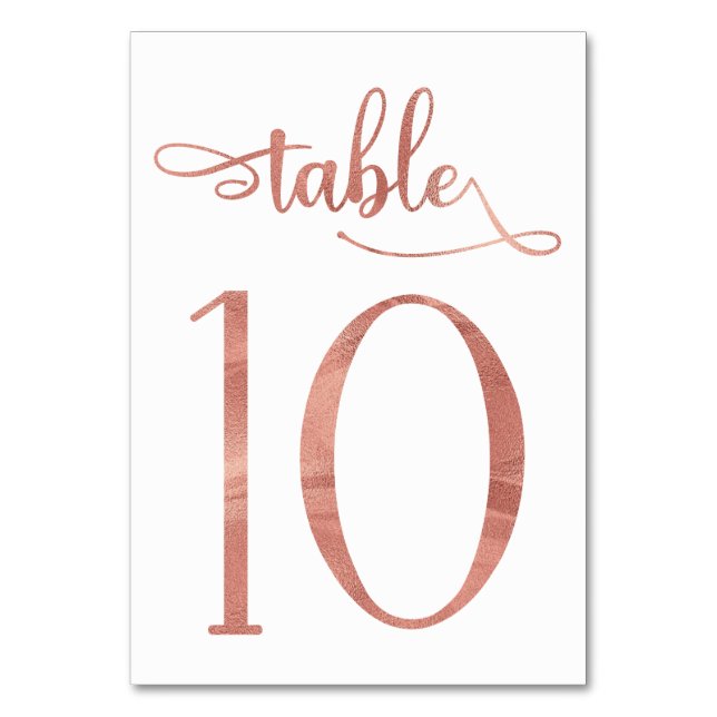 Numéro De Table Rose Gold faux feuille 3.5x5 | Tableau 10 (Par défaut)
