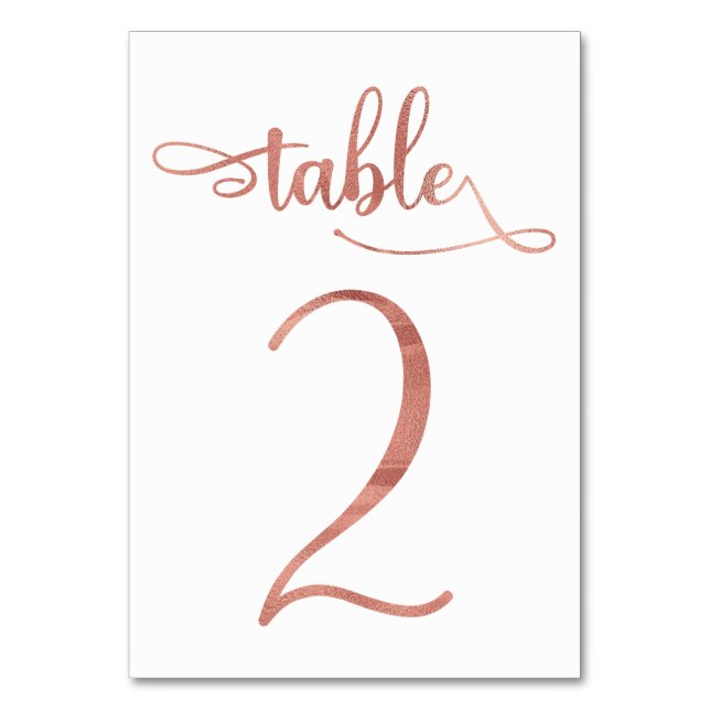 Numéro De Table Rose Gold faux feuille 3.5x5 | Tableau 2 (Par défaut)