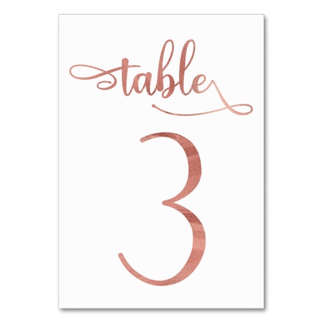 Numéro De Table Rose Gold faux feuille 3.5x5 | Tableau 3 (Par défaut)