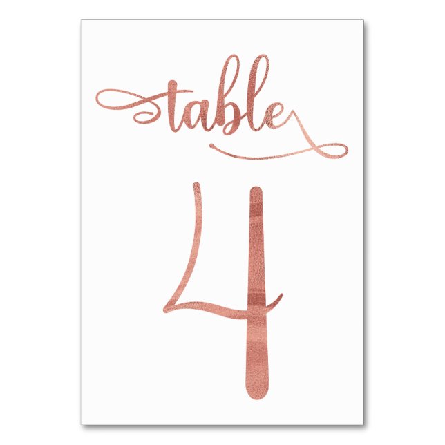 Numéro De Table Rose Gold faux feuille 3.5x5 | Tableau 4 (Par défaut)
