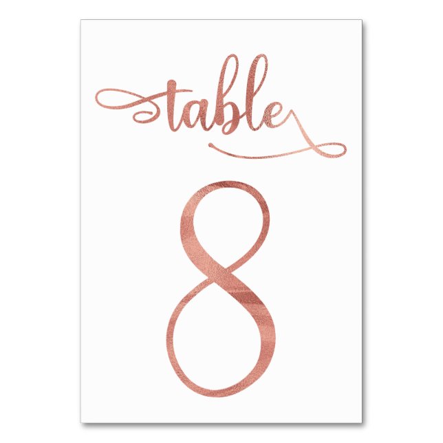 Numéro De Table Rose Gold faux feuille 3.5x5 | Tableau 8 (Par défaut)