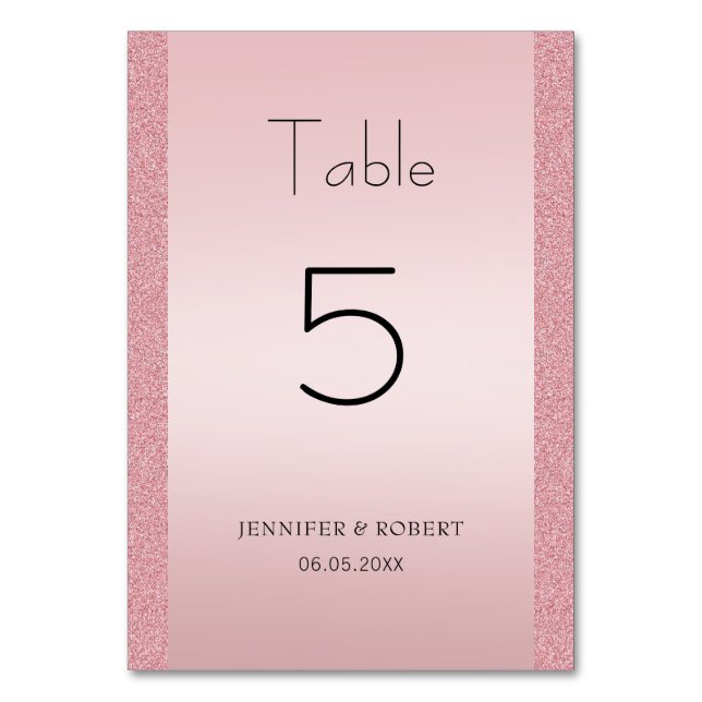Numéro De Table Rose Gold Pailleté Élégant Script Manuscrit (Par défaut)