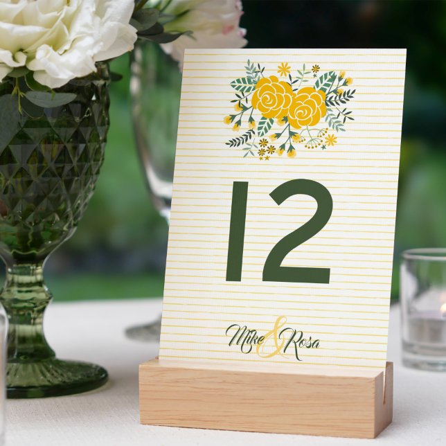 Numéro De Table Rose jaune du Texas - En vichy Mariage d'État (Créateur téléchargé)