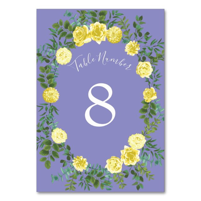 Numéro De Table Rose jaune et Mariage de fenêtre violet (Dos)