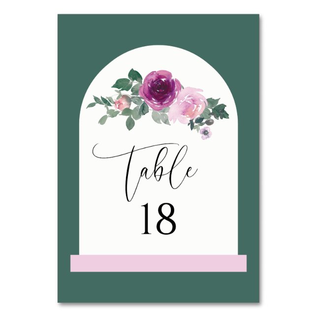 Numéro De Table Rose Magenta Floral Ivoire Arche  (Par défaut)