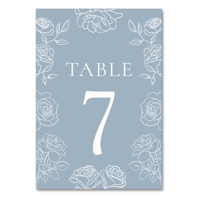 Numéro De Table Rose Mariage moderne Dusty Blue (Par défaut)