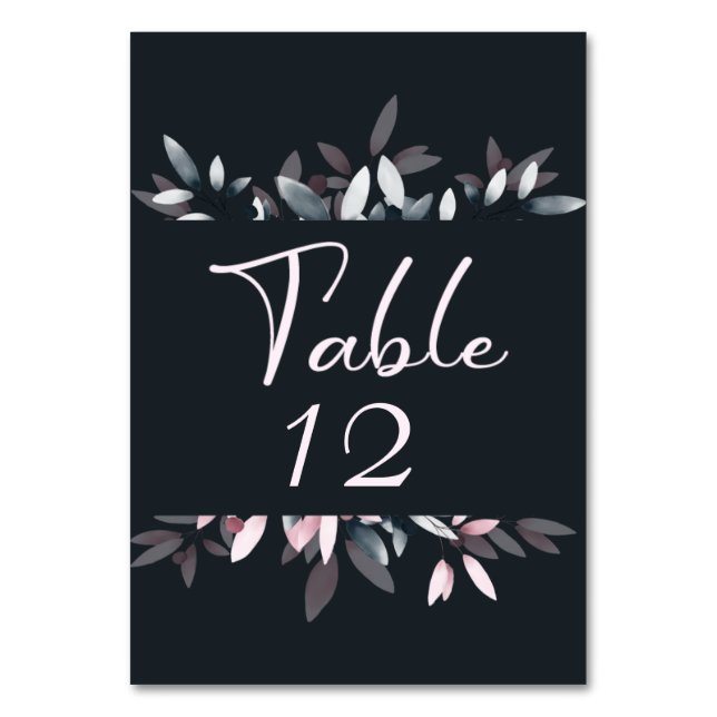 Numéro De Table Rose Navy Élégant Floral Aquarelle (Par défaut)