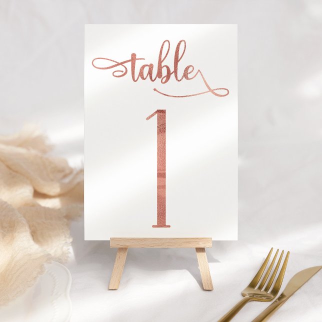 Numéro de table rose or faux feuille 3.5x5 | Table (Créateur téléchargé)