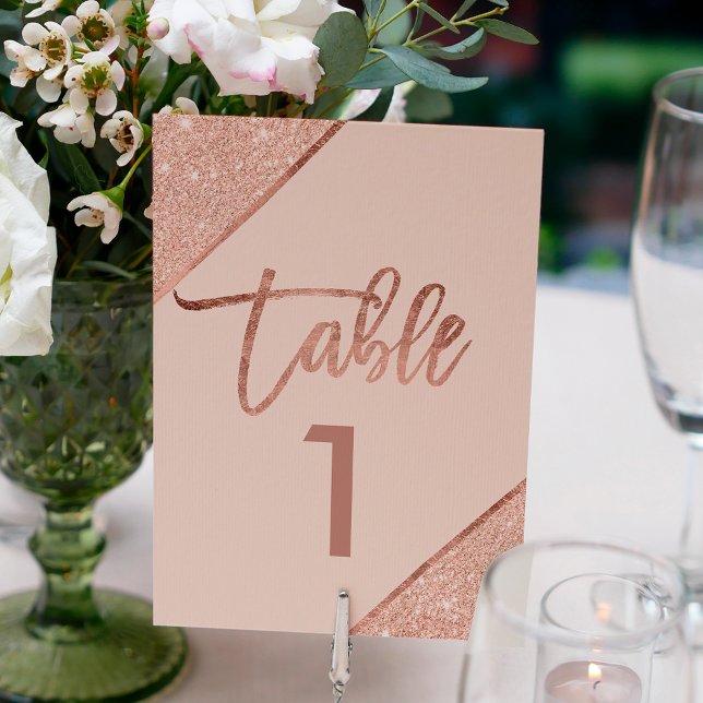 Numéro De Table Rose or parties scintillant script de la table bla (Créateur téléchargé)