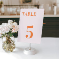 Rose Orange Pêche Abricot Écraser Table 7 Mariage