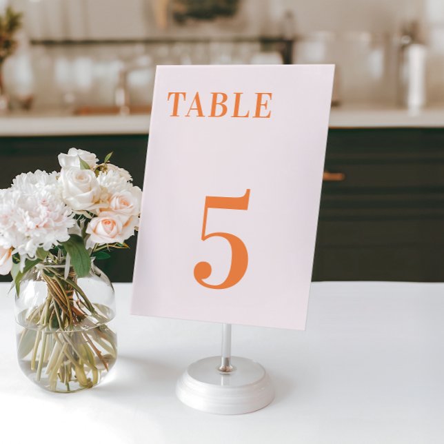 Numéro De Table Rose Orange Pêche Abricot Écraser Table 7 Mariage (Créateur téléchargé)