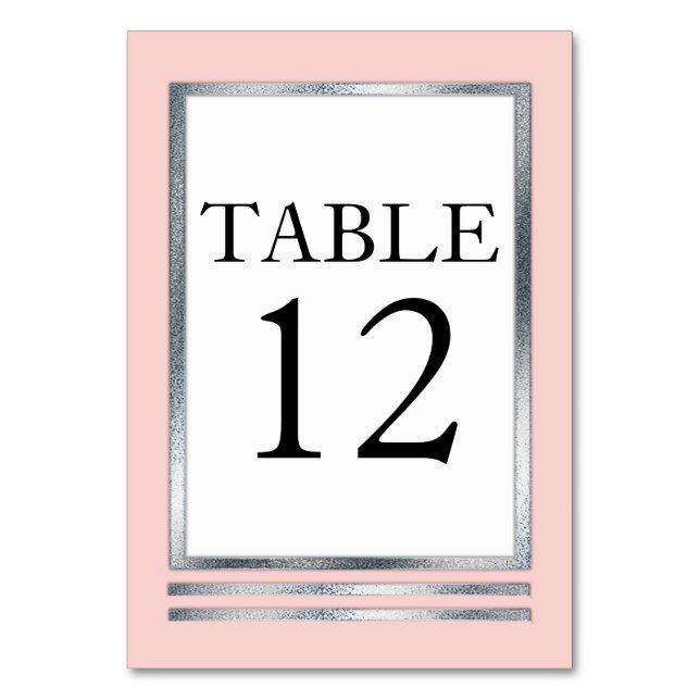 Numéro De Table Rose pâle | ARGENT | Blanc Moderne Simple Élégant (Par défaut)