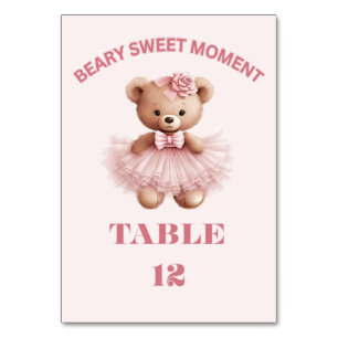 NUMÉRO DE TABLE ROSE PÂLE VERTICALE FILLE TRÈS MIGNONNE BABY SHOWE