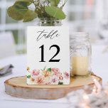 Numéro De Table Rose & Pêche Floral & Verdure<br><div class="desc">Habillez vos tables de mariage ou de fête avec votre carte de numéro de tableau Peach Floral & Greenery.</div>