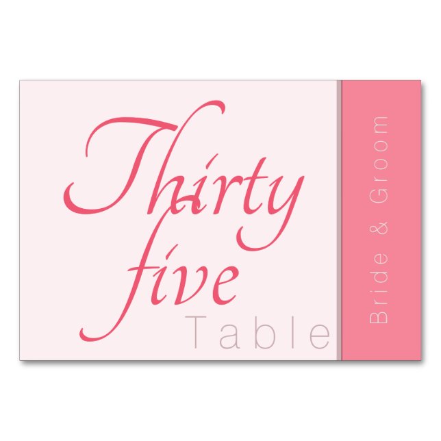 Numéro De Table Rose Pink Forever lance un Mariage de script éléga (Devant)