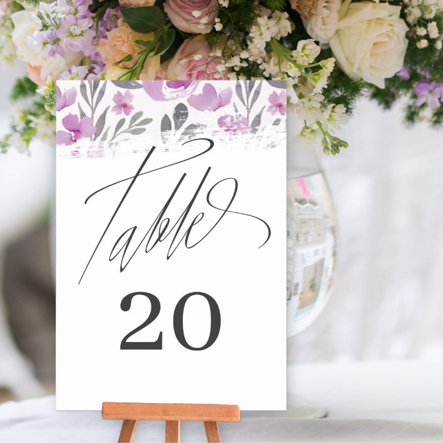 Numéro de table rose pivoine aquarelle Boho (Créateur téléchargé)