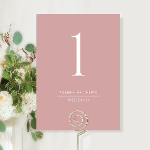 Numéro de table rose poudré élégant et simple