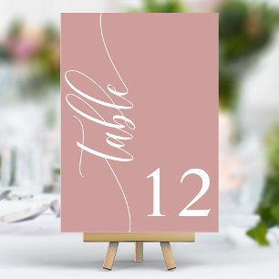 Numéro De Table Rose Poussiéreuse Calligraphie Moderne Mariage