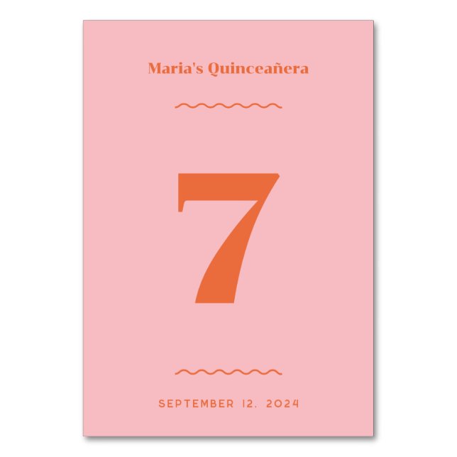 Numéro de table rose rétro (Par défaut)