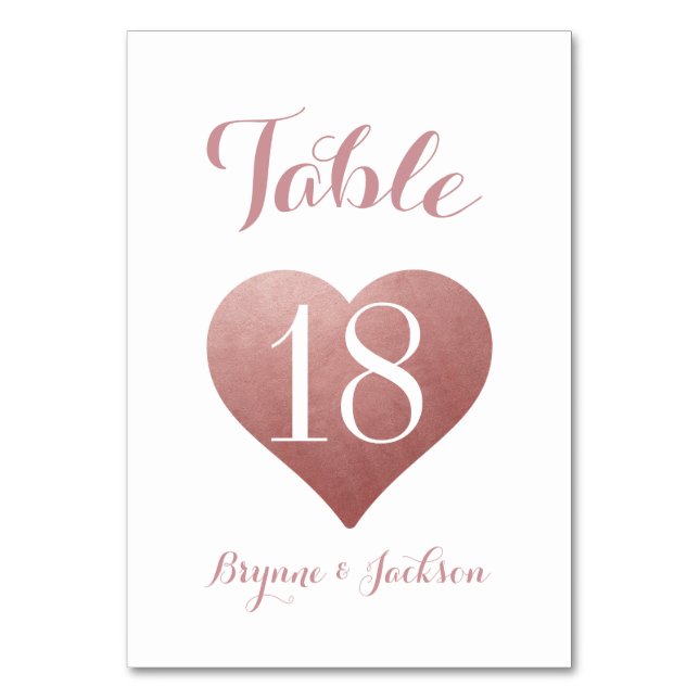 Numéro De Table Rose romantique Gold Pink Heart Mariage (Par défaut)