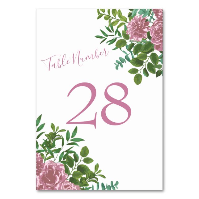 Numéro De Table Rose rose Mariage Floral Pastel Printemps (Dos)