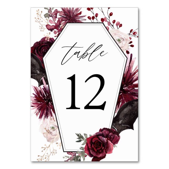 Numéro De Table Rose rouge et café d'Halloween floral (Par défaut)