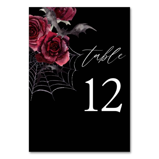 Numéro De Table Rose rouge et chauves-souris Halloween - Noir (Par défaut)