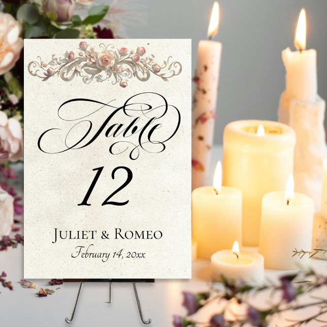 Numéro De Table Rose Scroll - Crème (Créateur téléchargé)