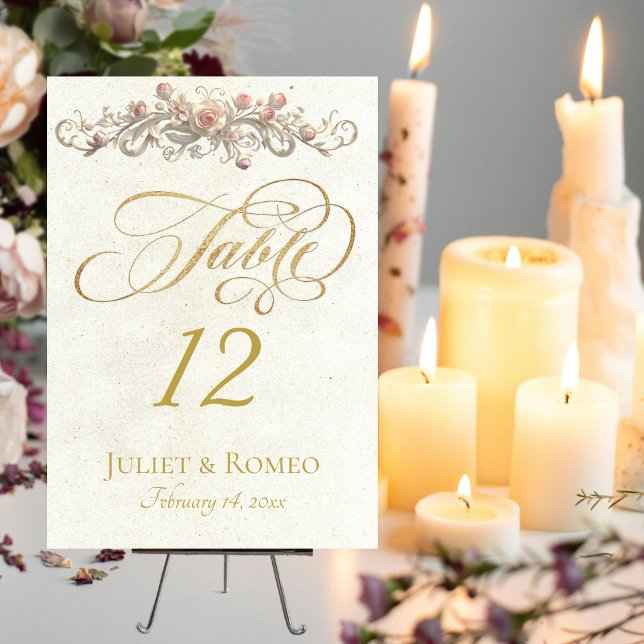 Numéro De Table Rose Scroll - Crème (Créateur téléchargé)