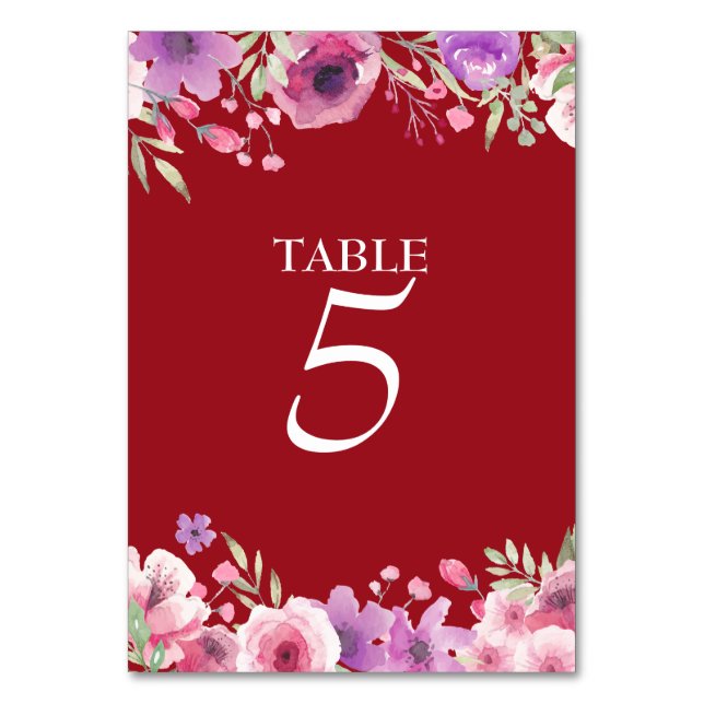 Numéro de table Roses aquarelle 40e anniversaire (Dos)