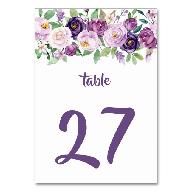 Numéro de table Roses aquarelles violettes et lava (Par défaut)