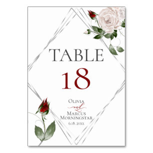 NUMÉRO DE TABLE Roses blush aquarelle et caberne