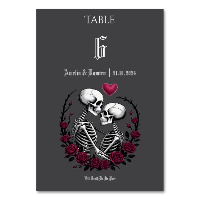 Numéro De Table Roses gothiques jusqu'à la mort Squelette Couple M (Par défaut)