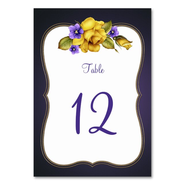 Numéro De Table Roses Jaunes Violets Violets Violets Violets D'Or  (Par défaut)