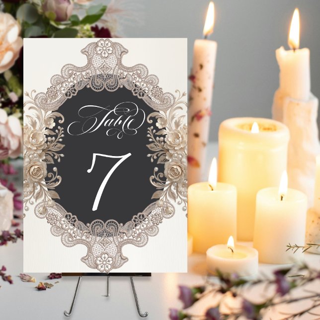 Numéro De Table Roses & Lace - Crème (Créateur téléchargé)