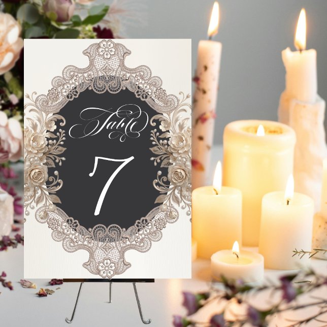 Numéro De Table Roses & Lace - Crème (Créateur téléchargé)