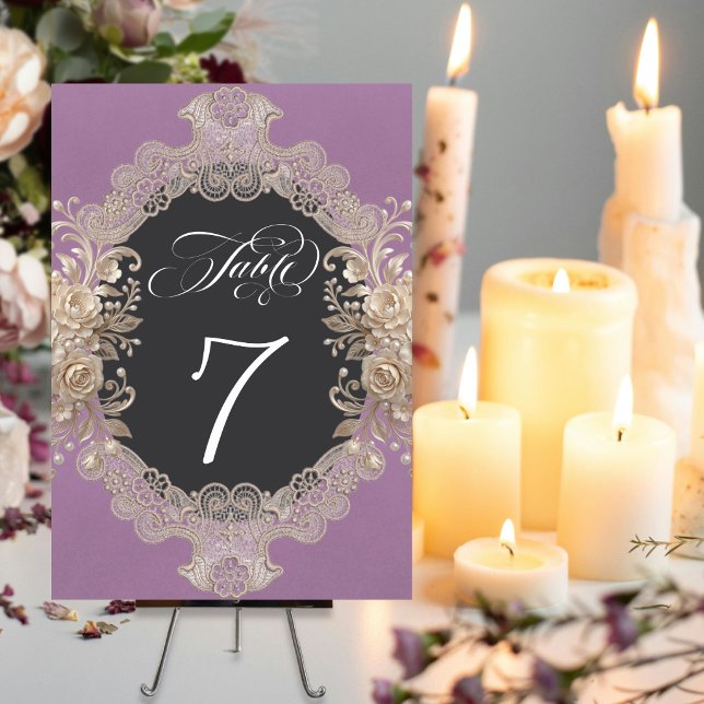 Numéro De Table Roses & Lace - Lavande (Créateur téléchargé)