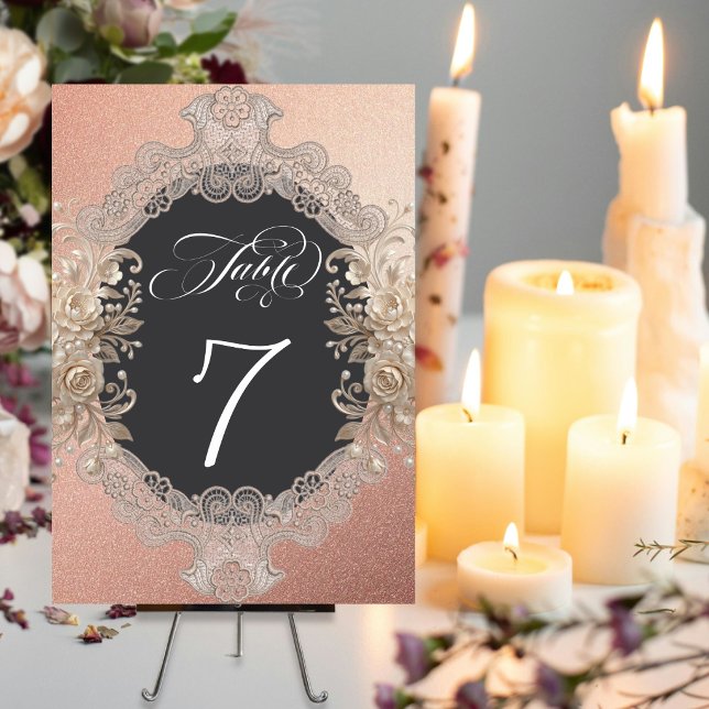 Numéro De Table Roses & Lace - Or rose (Créateur téléchargé)