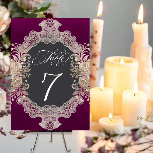 Numéro De Table Roses & Lace - Prune (Créateur téléchargé)